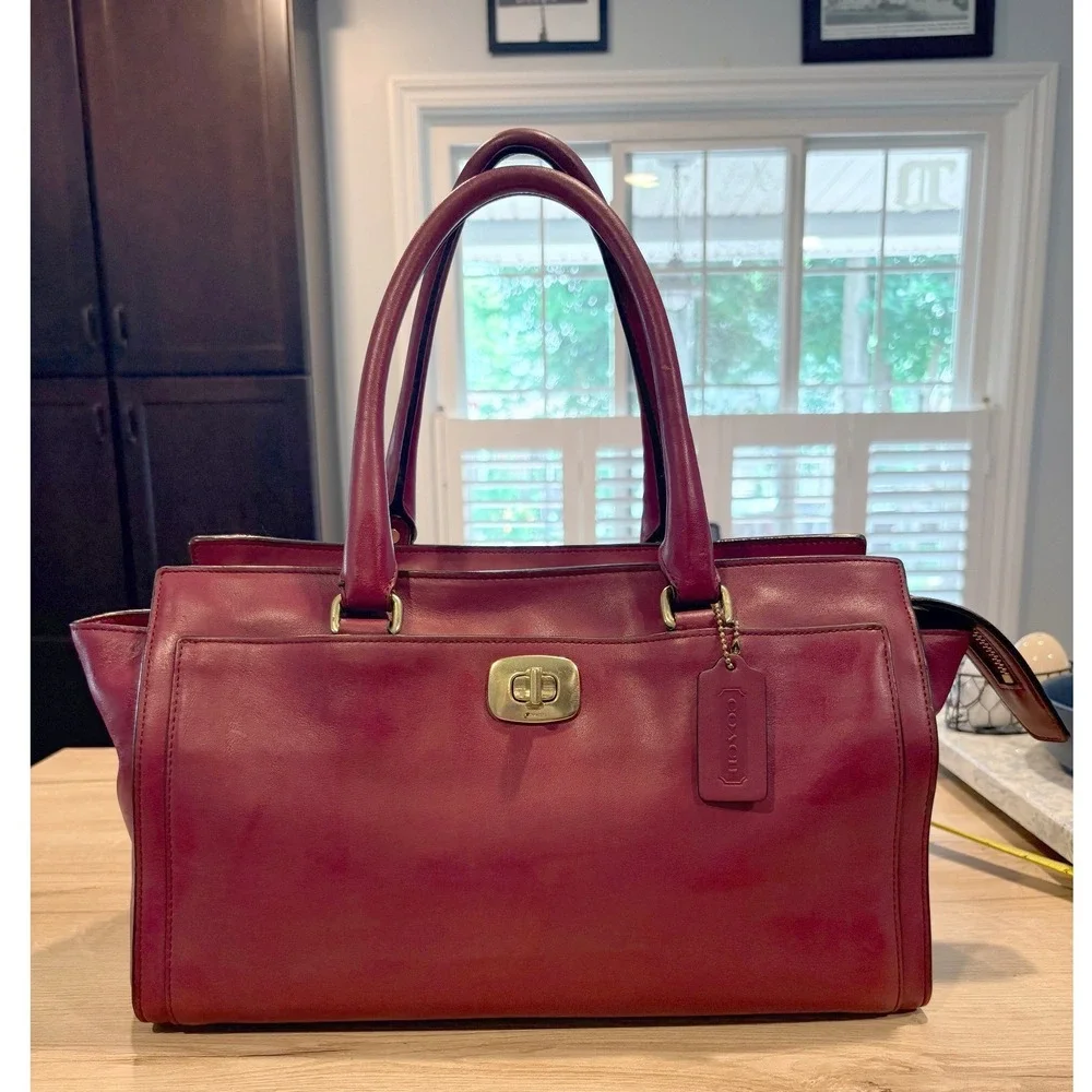 Coach Madison Satchel Magenta Pink Leather Handbag 25359 Brass Hardware